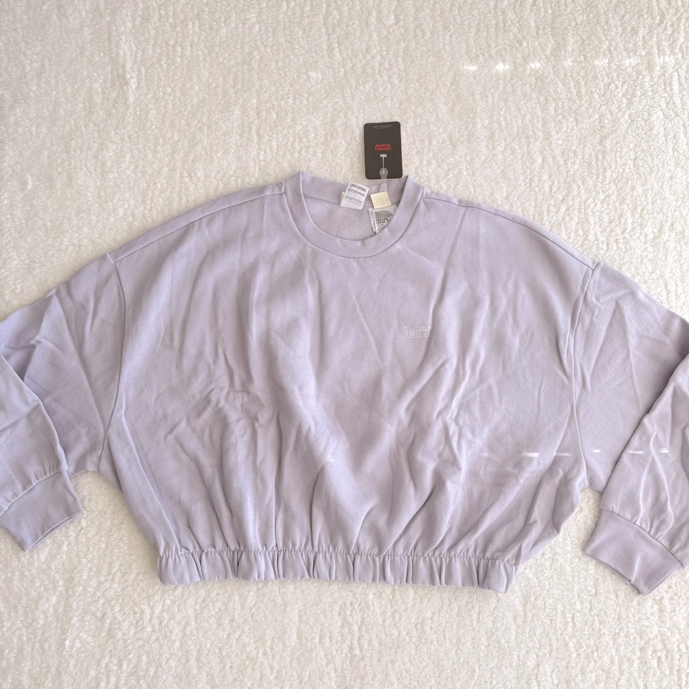 Levi's Women's Purple Elasticized Cuffs and Hem Cropped Sweatshirt, Size XL